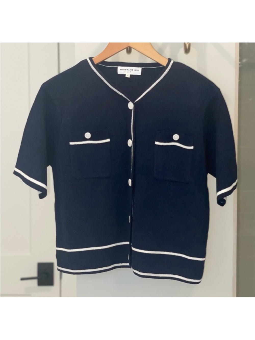 Neat & Tidy Cardigan in Navy and White